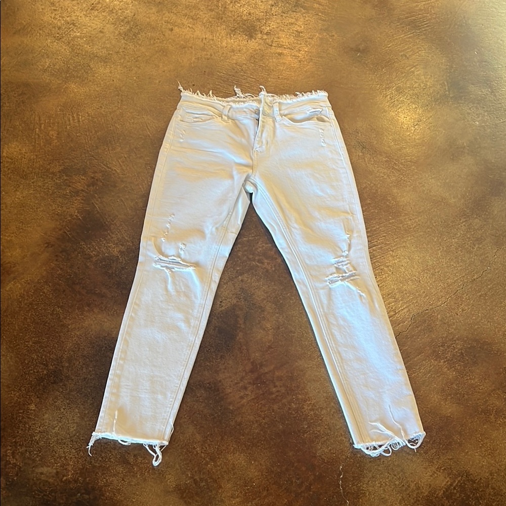 Women's Distressed White Jeans